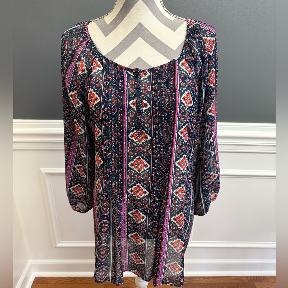 Forever 21 + Floral 3/4 Lenght Sleeve Blouse Size 2X